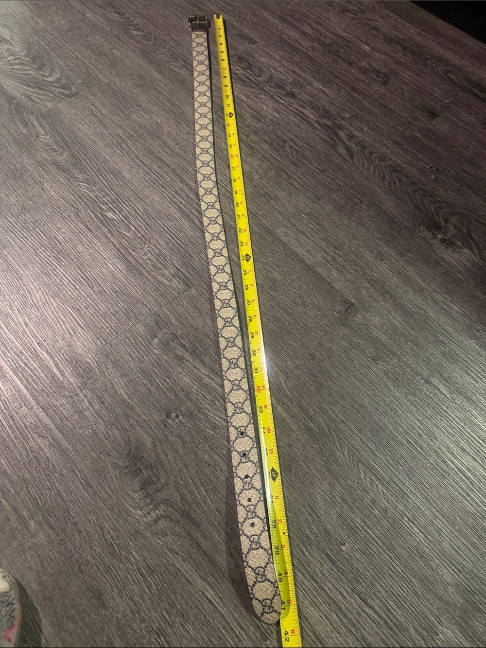 Gucci Beige and Blue Monogram Belt with reversible Gold Buckle(rare design) - Picture 9 of 9